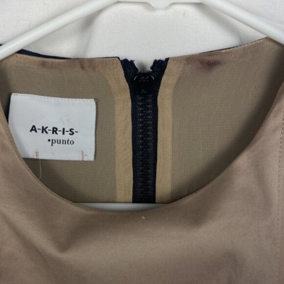 Akris Punto Black and Tan Sleeveless Office Casual Midi Dress - Picture 4 of 4